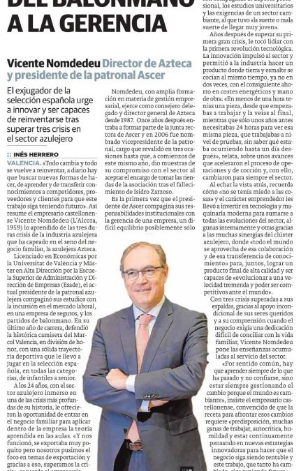 Las Provincias, entrevista a Vicente Nomdedéu.