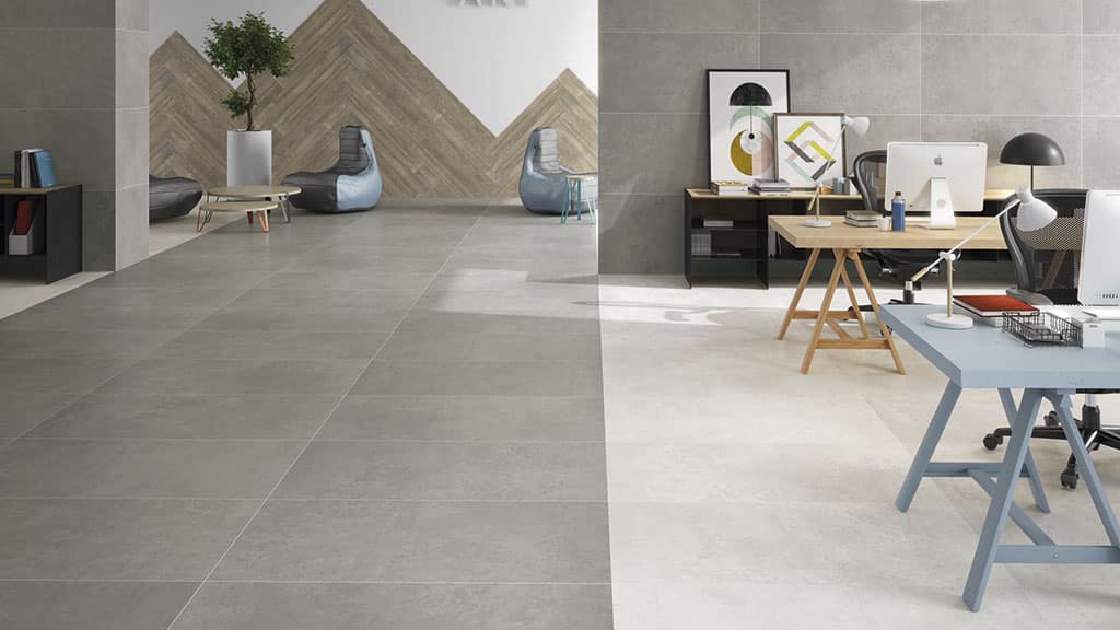 Combination of Large Format Imitation Porcelain Tiles Studio Collection