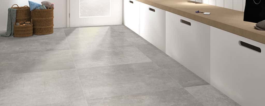 Marble effect porcelain tile for industrial kitchens