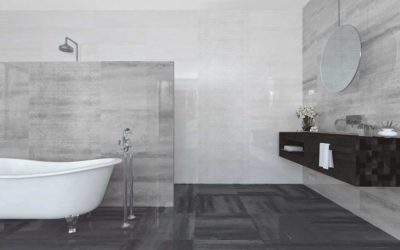 Salles de bains imitation marbre, pierre et bois