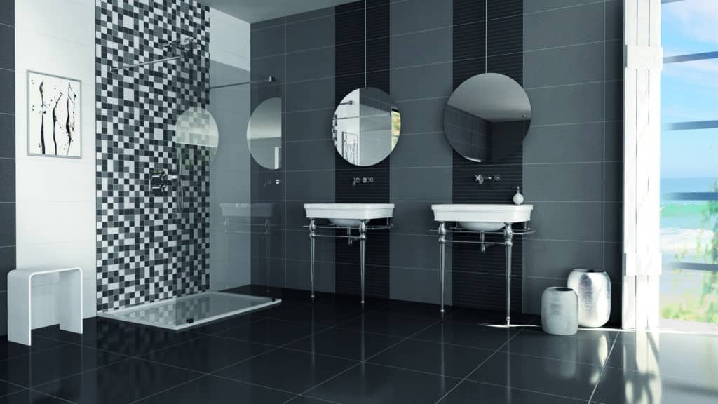 Black and white bathrooms tile
