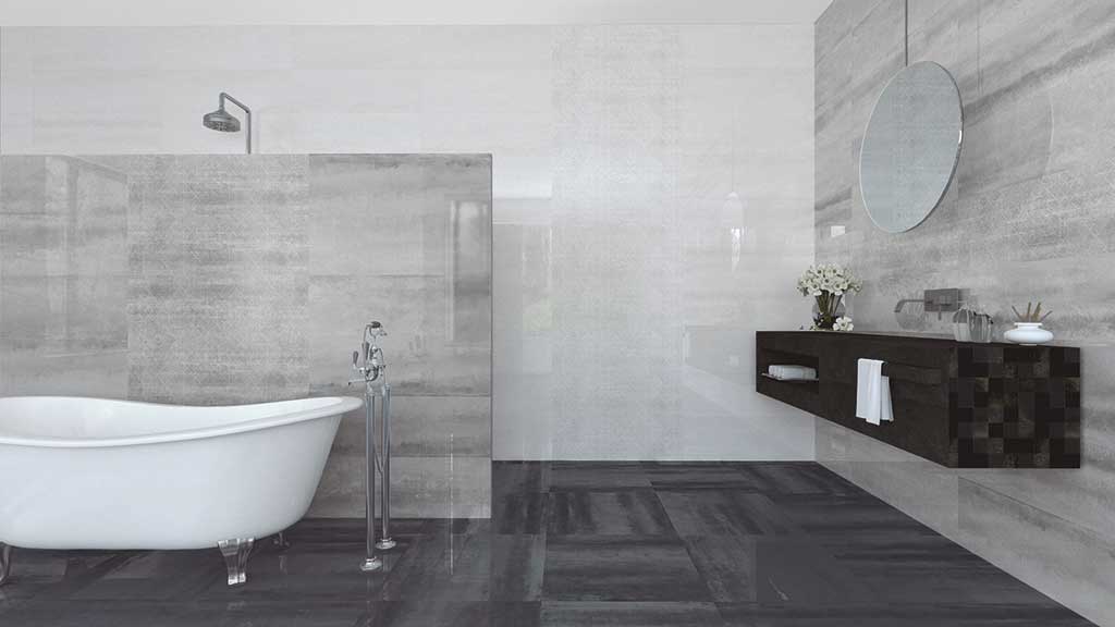 Combination of large format bathroom tiles Synthesis Collection