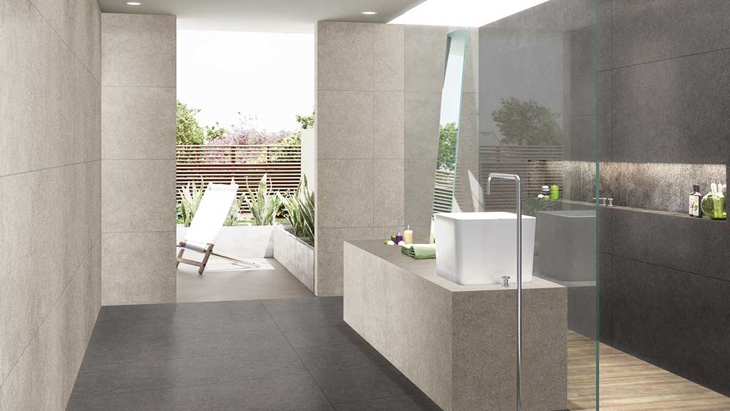 Imitation stone bathroom tile combination