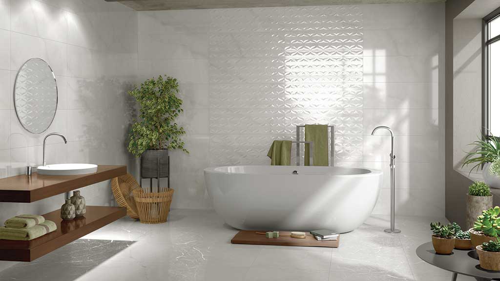 Bathroom tile combination white color