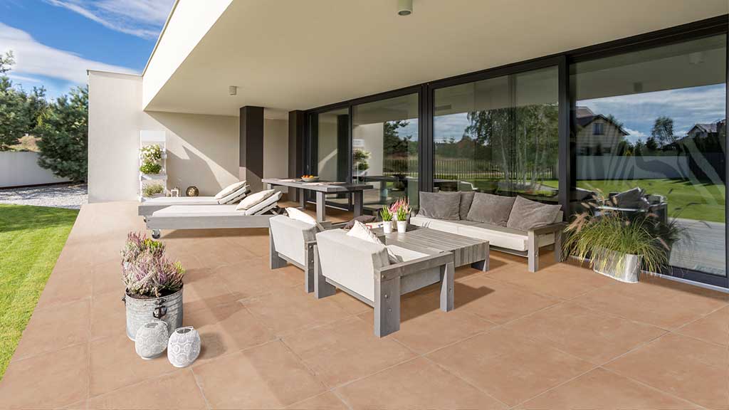 Rustic outdoor patio tiles: Azteca Roots Collection