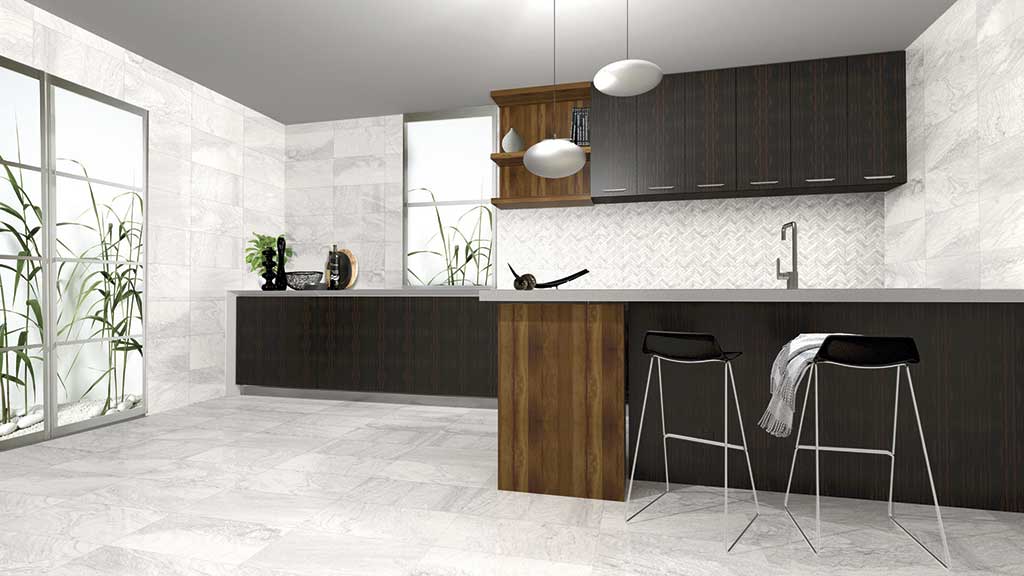 Combined gray kitchen tiles - Domino Collection