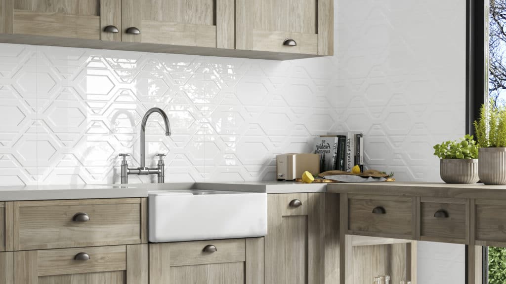 White kitchen tile: AZTECA White Collection