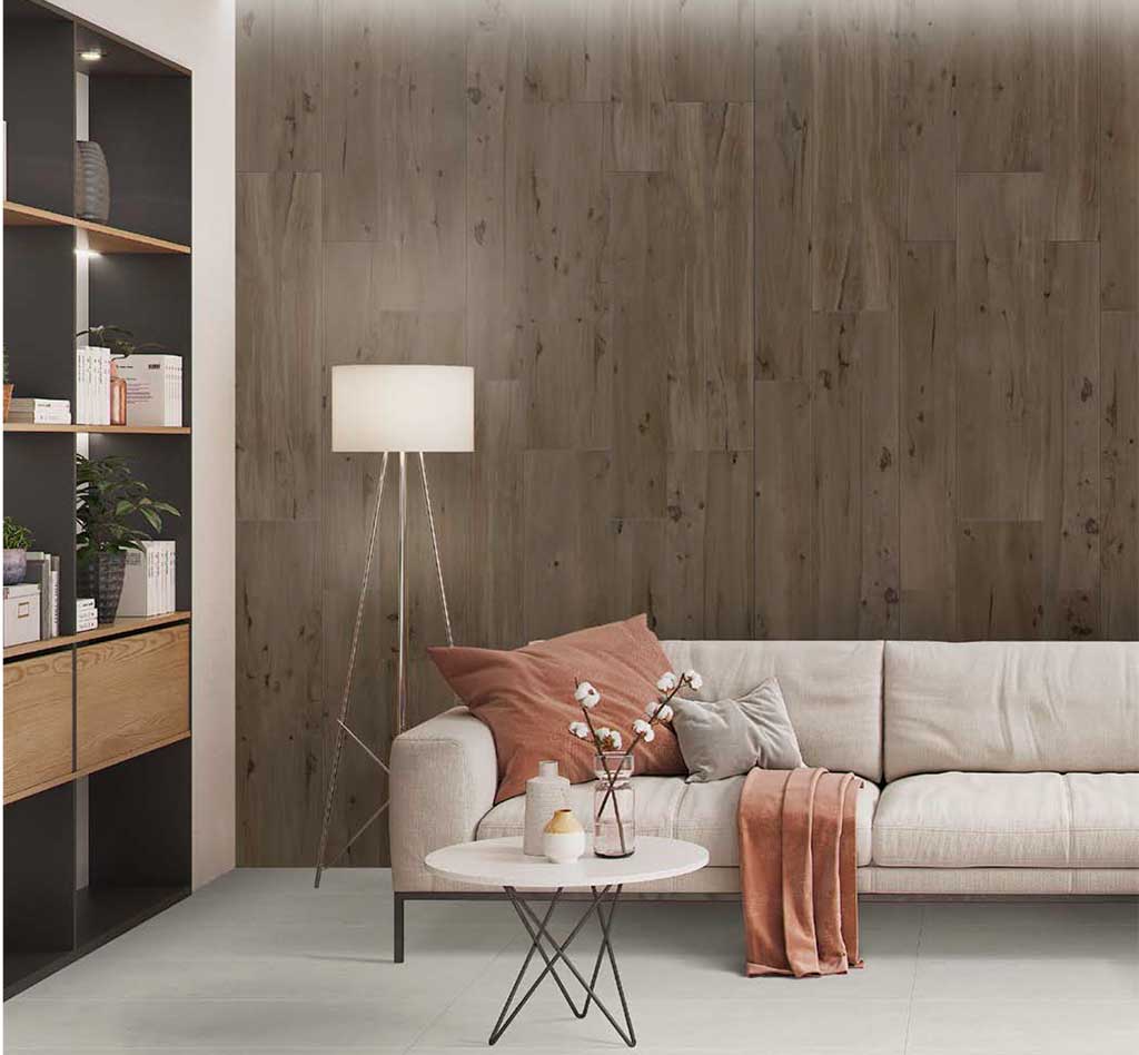 Wood imitation porcelain tile rectified wall: Azteca Barrica Collection