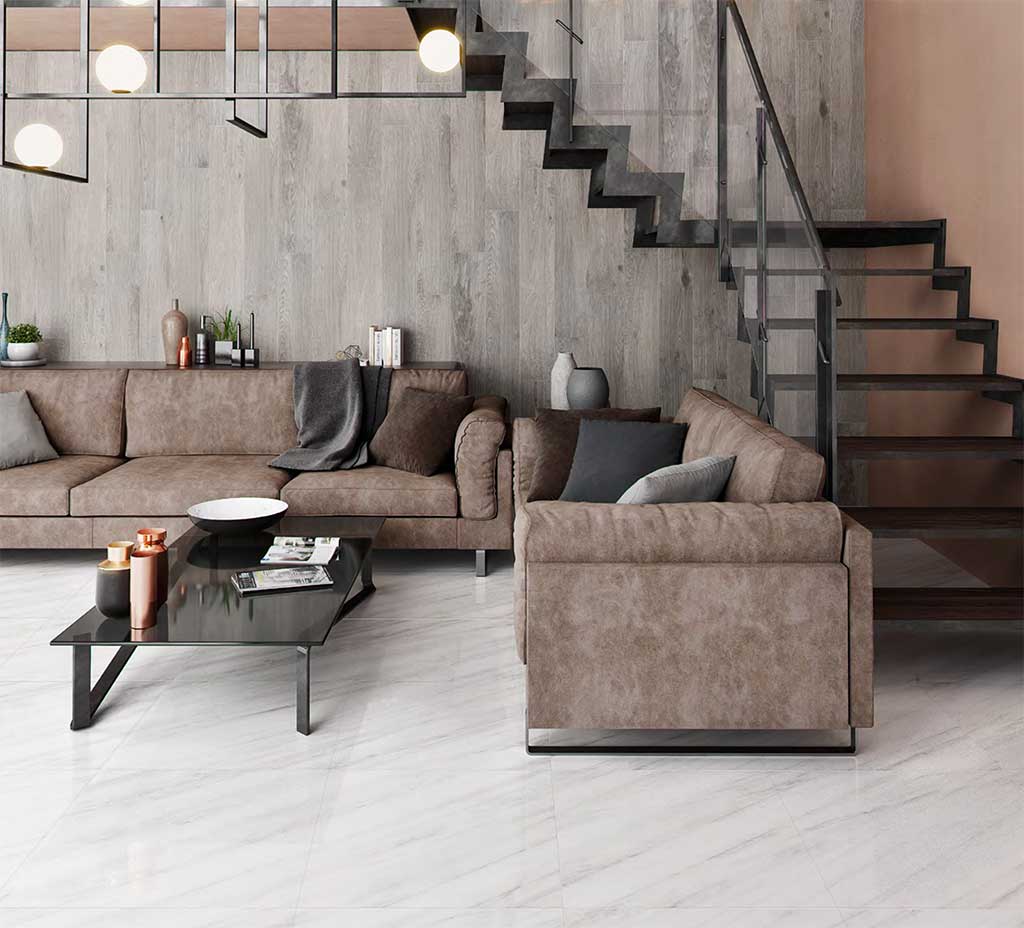 Rustic industrial style imitation wood living room: AZTECA, Delhi Collection