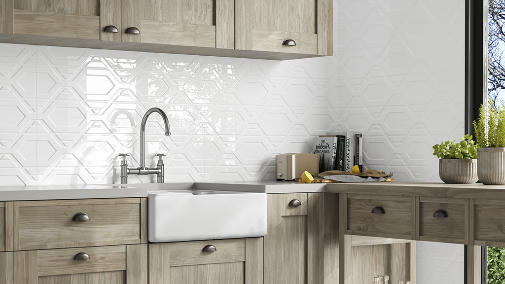 White tiles for rustic kitchens: AZTECA, White Collection