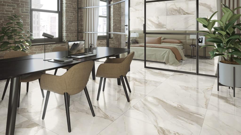 Same floor in the whole house house imitation calacatta marble: AZTECA, Calacatta Collection