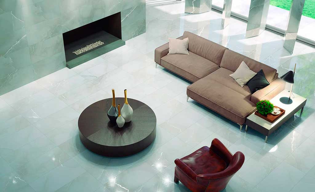 Glossy white porcelain tile flooring: AZTECA, Passion LUX Collection