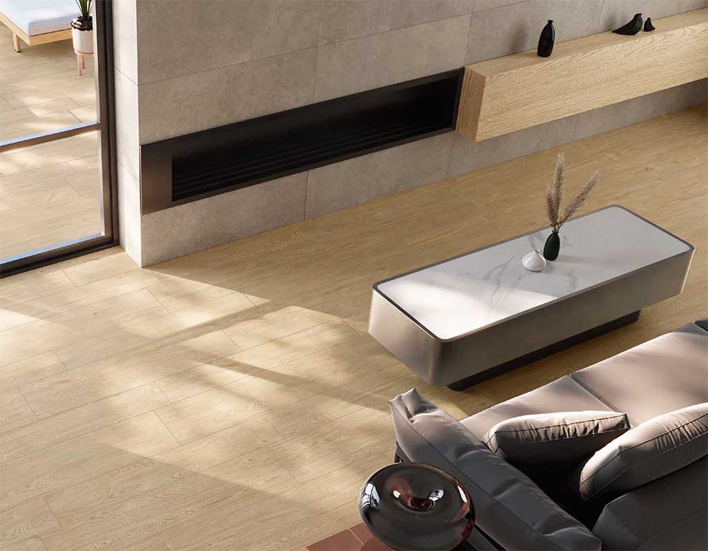 Non-slip exterior wood-look porcelain tile floors: AZTECA, Legno Collection