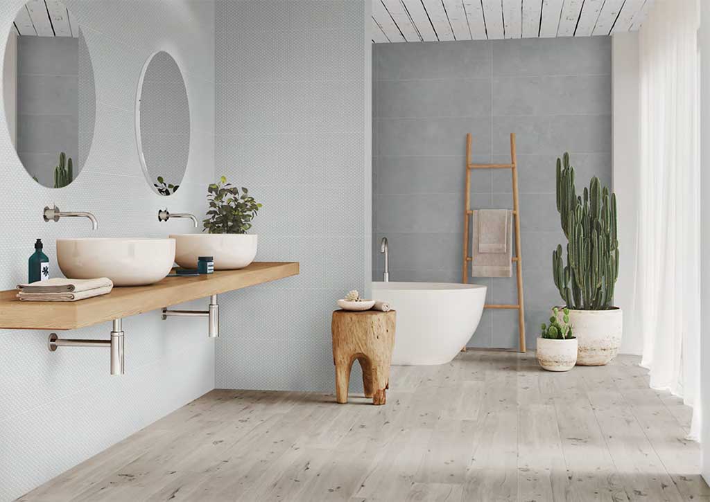 Revêtement de sol en grès cérame imitation bois pour salles de bain : AZTECA, Barrica Collection