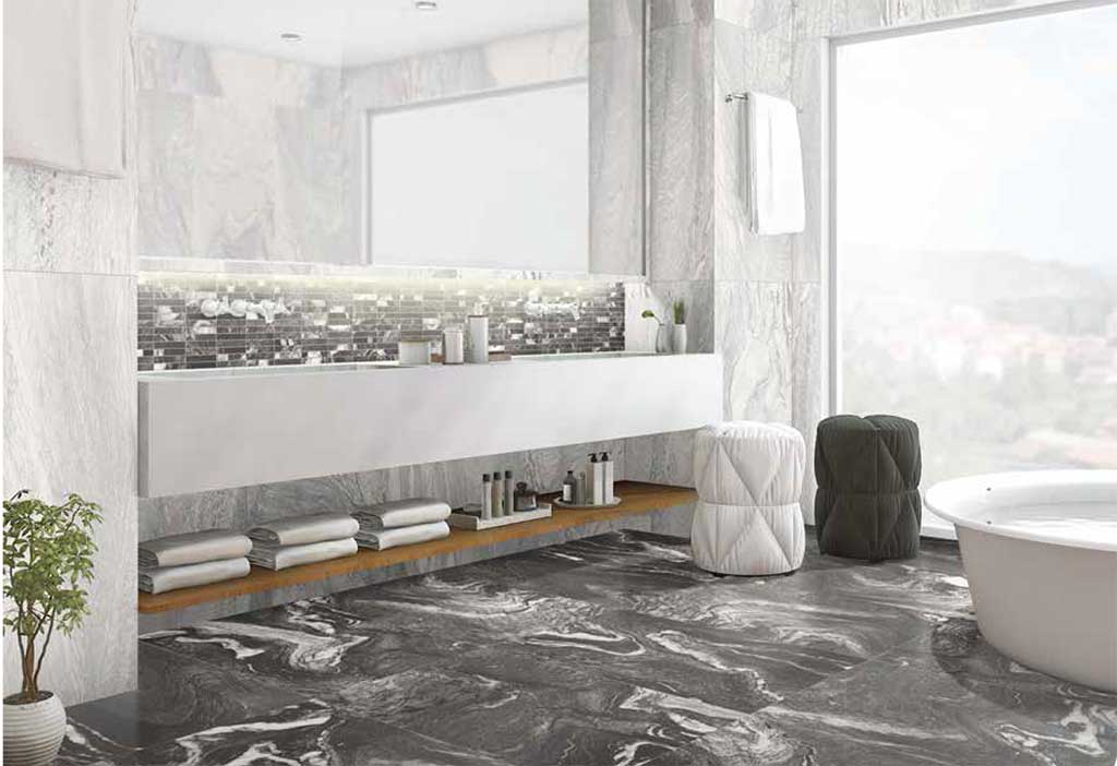 Modern stone porcelain tile flooring: AZTECA, Domino Collection