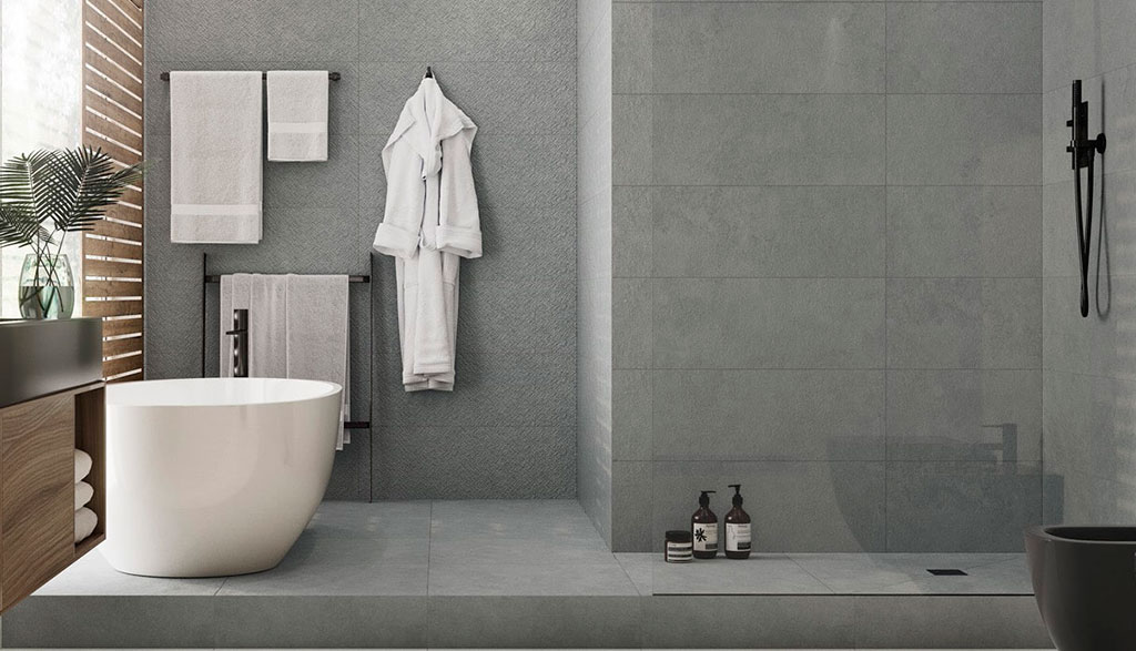 Decorating bathrooms with single color tiles: AZTECA Cerámica, Bali Collection