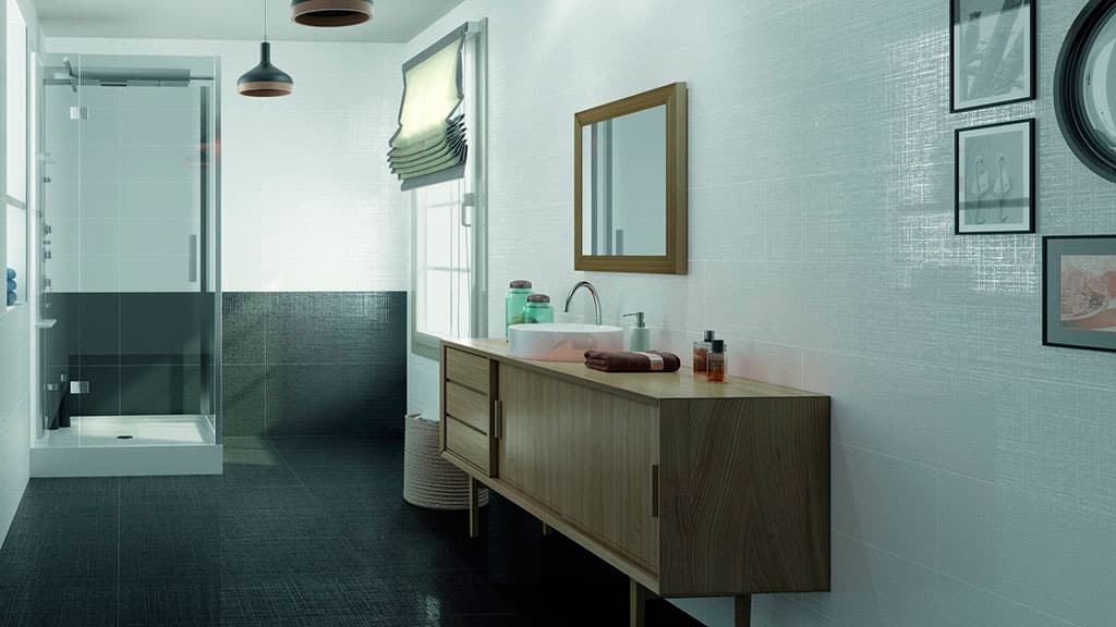 Decorating bathrooms with single-color metal effect porcelain tiles: AZTECA Cerámica, Elektra Collection
