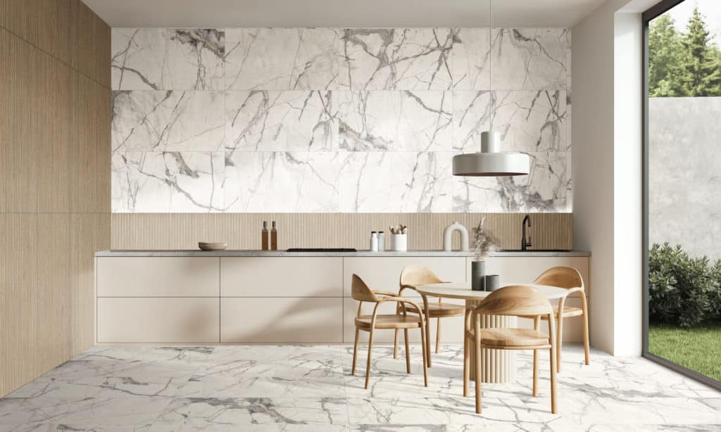 Technical Benefits of Marble in Kitchens: AZTECA Cerámica, Invisible White from Marblefull Collection