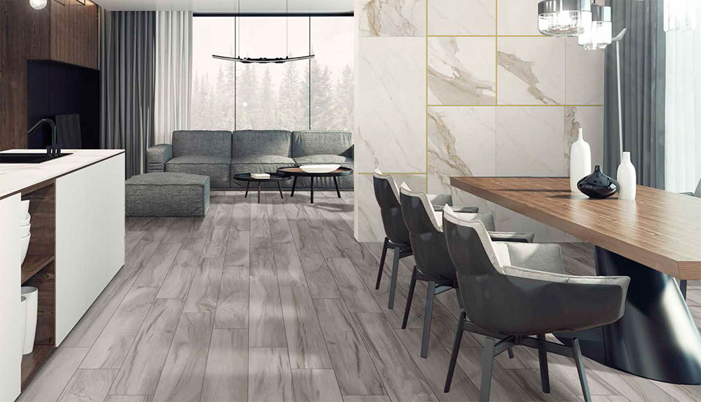 New Porcelain Tile imitation wood and marble: AZTECA Cerámica, Nairobi and Calacatta Collections