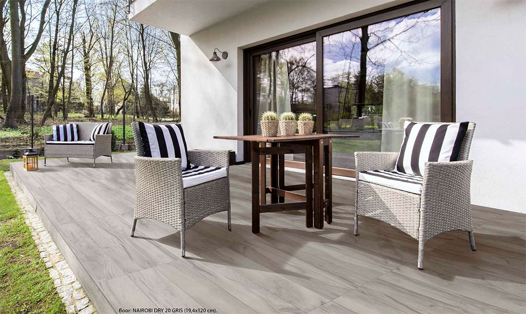 New Exterior wood effect porcelain tile flooring: AZTECA Cerámica, Nairobi Collection