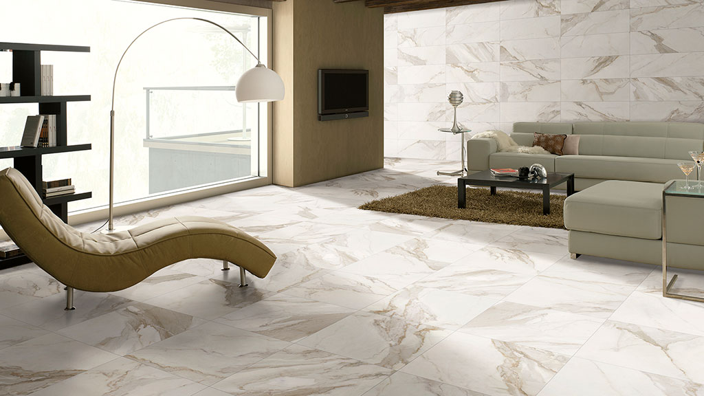 Total Look Porcelain Tile imitation marble: AZTECA Cerámica, Calacatta Collection 