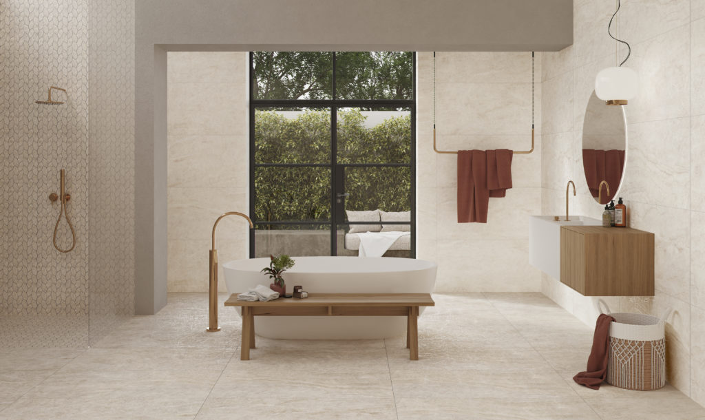 Marble imitation porcelain tile - Perla Venata Collection - Azteca