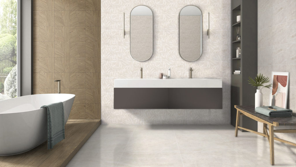 Natural finishes in bathroom tiles: Vichy collection